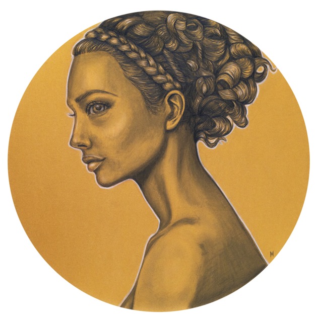 'Tranquil' Mixed media on paper, framed in white. 40x40cm
