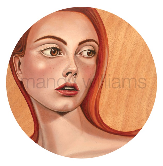 'Second Glance' Oil on board 40cm diameter